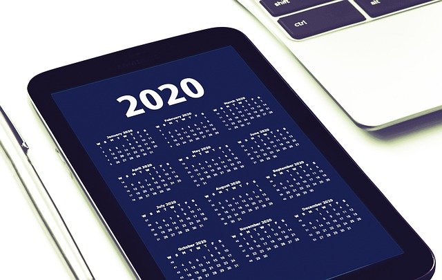 Photo of a phone showing an agenda for 2020, for our look back at 2020